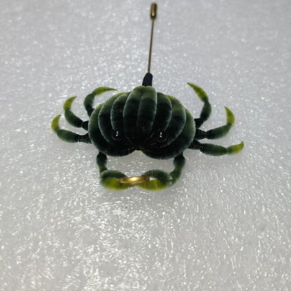 Handmade Ronghua Crab Brooch - Natural Mulberry Silk Velvet Pin
