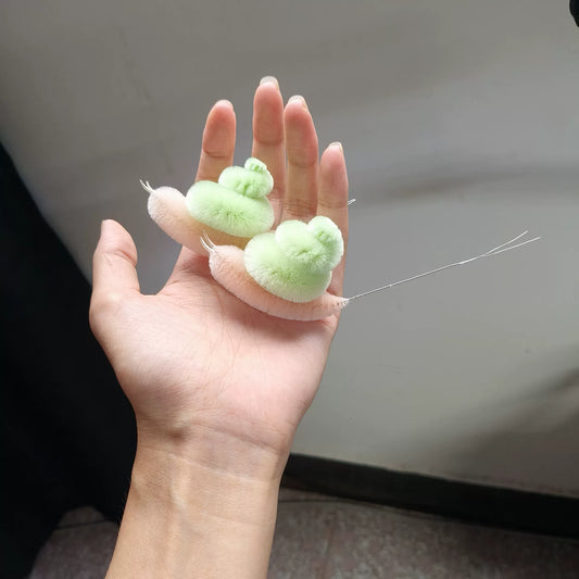 Handmade Ronghua Large Snail Ornament - Natural Mulberry Silk Velvet Display