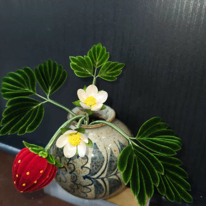 Handmade Ronghua Strawberry Hair Pin - Natural Mulberry Silk