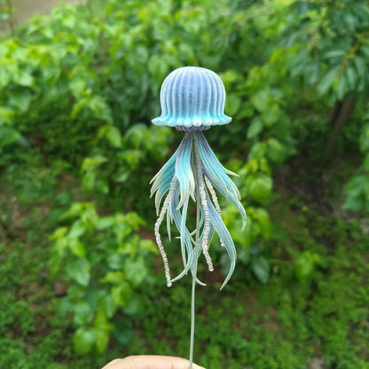 Handmade Ronghua Jellyfish Ornament - Natural Mulberry Silk Velvet Display