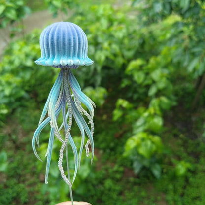 Handmade Ronghua Jellyfish Ornament - Natural Mulberry Silk Velvet Display