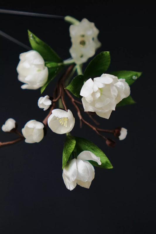 Handmade Ronghua Jasmine Hair Pin - Natural Mulberry Silk Flower