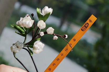 Handmade Ronghua Jasmine Hair Pin - Natural Mulberry Silk Flower