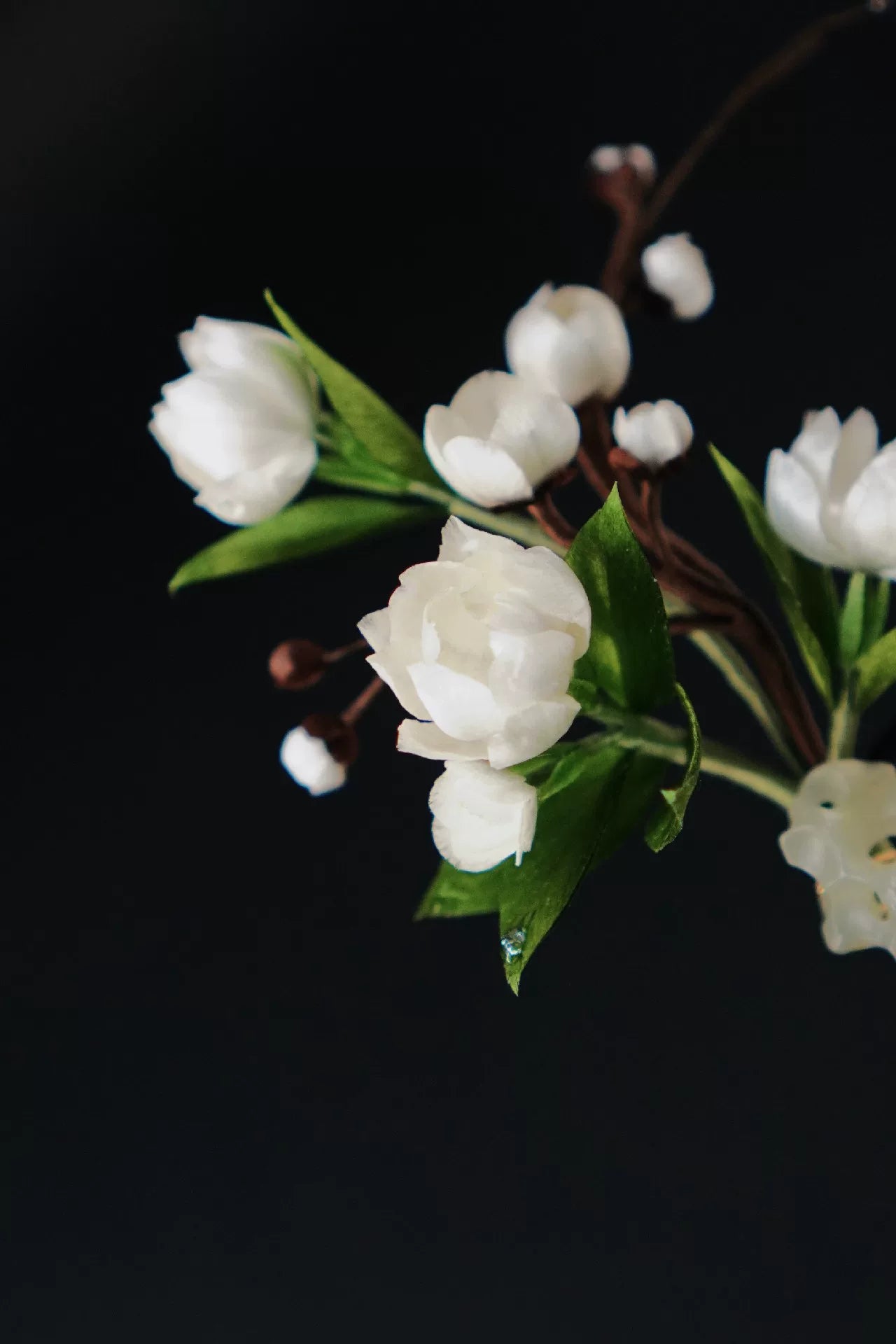 Handmade Ronghua Jasmine Hair Pin - Natural Mulberry Silk Flower