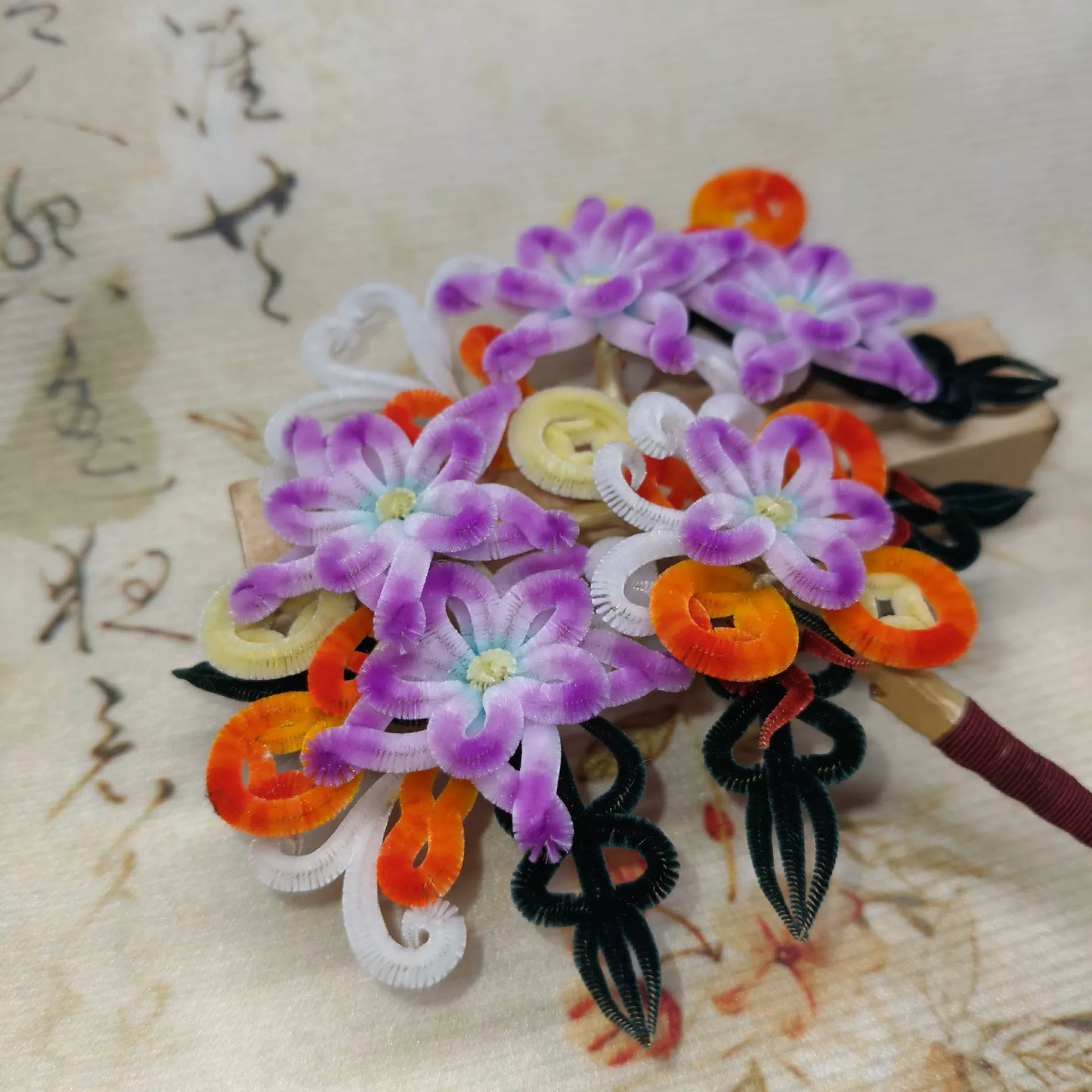 Handmade Ronghua Money Tree Hair Pin - Palace Museum Style Mulberry Silk Velvet Flower