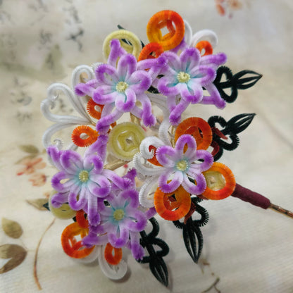 Handmade Ronghua Money Tree Hair Pin - Palace Museum Style Mulberry Silk Velvet Flower