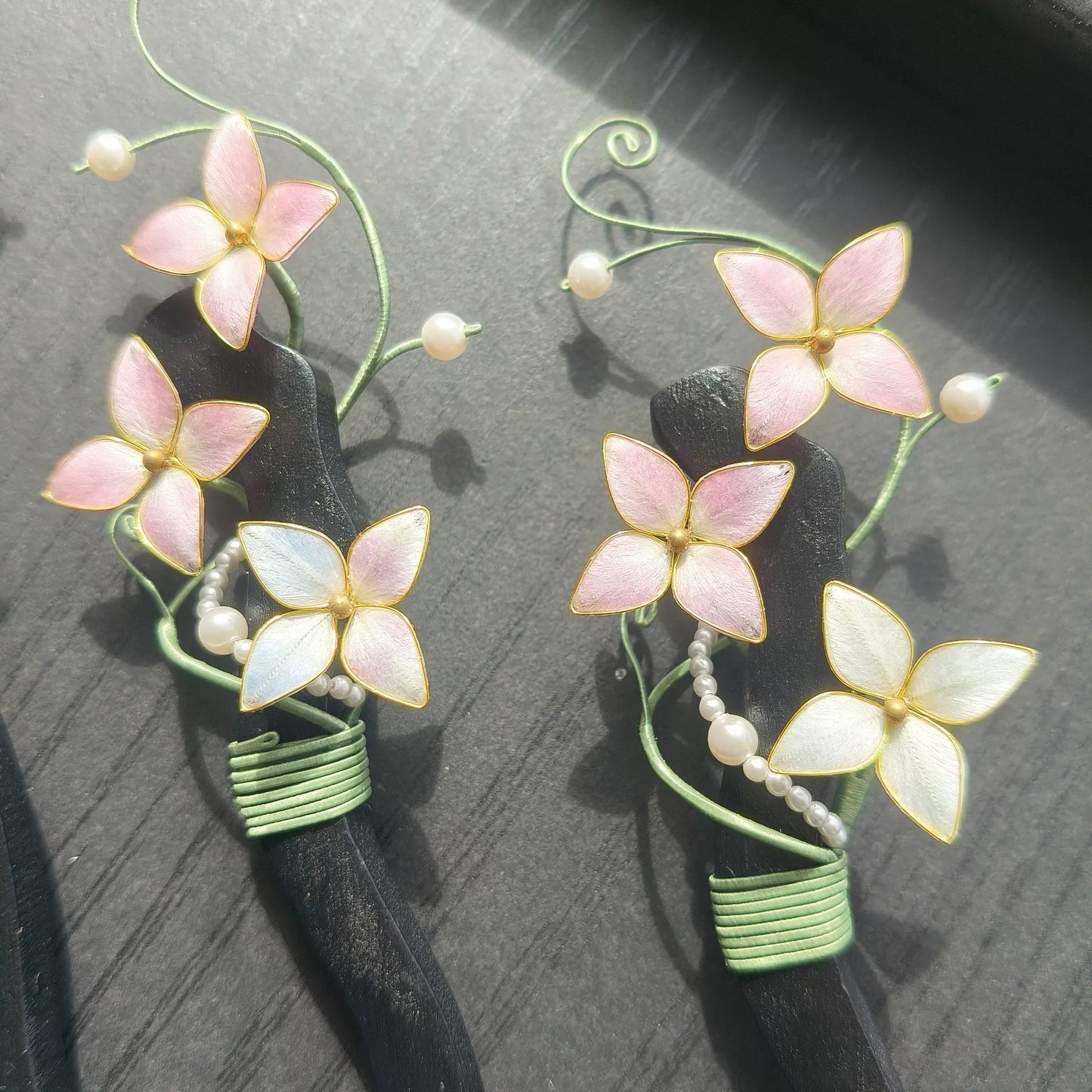 Handmade Ronghua Vine Flower Hairpin - Mulberry Silk Velvet Blossom Hair Pin
