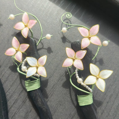 Handmade Ronghua Vine Flower Hairpin - Mulberry Silk Velvet Blossom Hair Pin