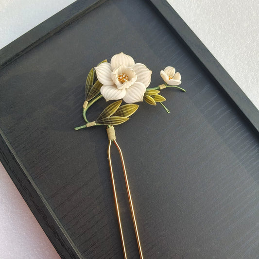 Handmade Ronghua Camellia Hairpin - Natural Silk Flower Hair Accessory