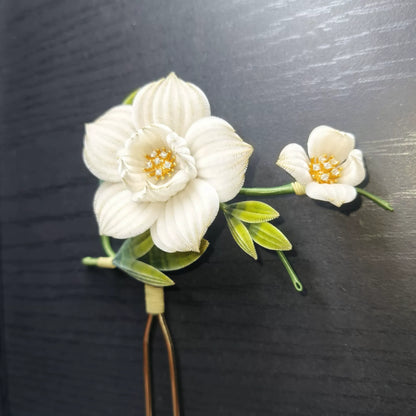 Handmade Ronghua Camellia Hairpin - Natural Silk Flower Hair Accessory