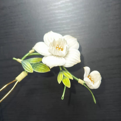 Handmade Ronghua Camellia Hairpin - Natural Silk Flower Hair Accessory