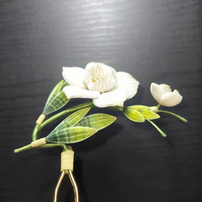 Handmade Ronghua Camellia Hairpin - Natural Silk Flower Hair Accessory