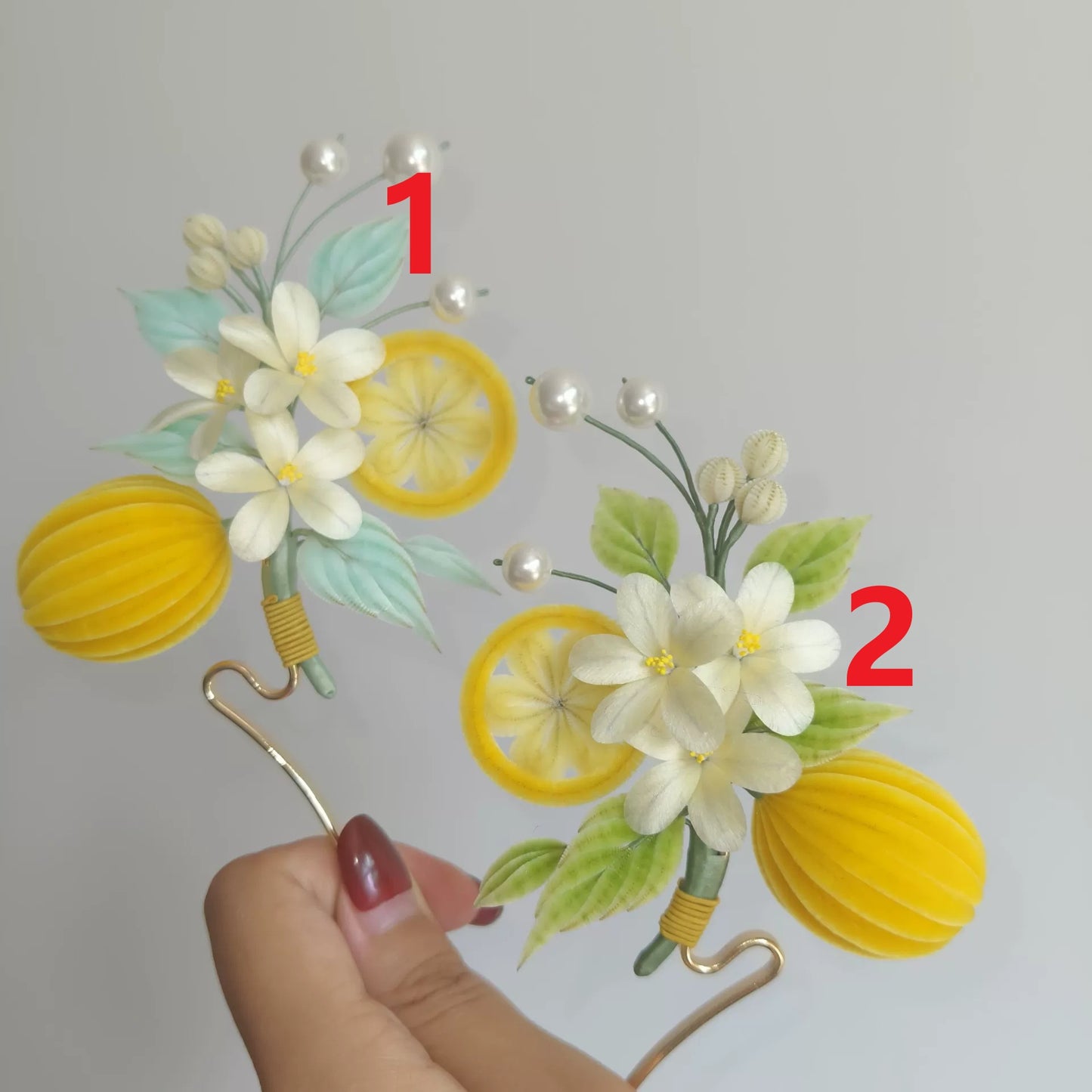 Handmade Ronghua Lemon Summer Hairpin - Natural Silk Flower Hair Accessory