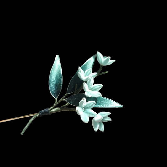 Handmade Ronghua Bamboo Leaf Brooch - Natural Silk Velvet Flower Pin