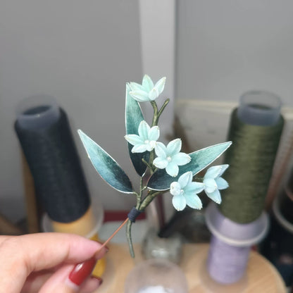 Handmade Ronghua Bamboo Leaf Brooch - Natural Silk Velvet Flower Pin