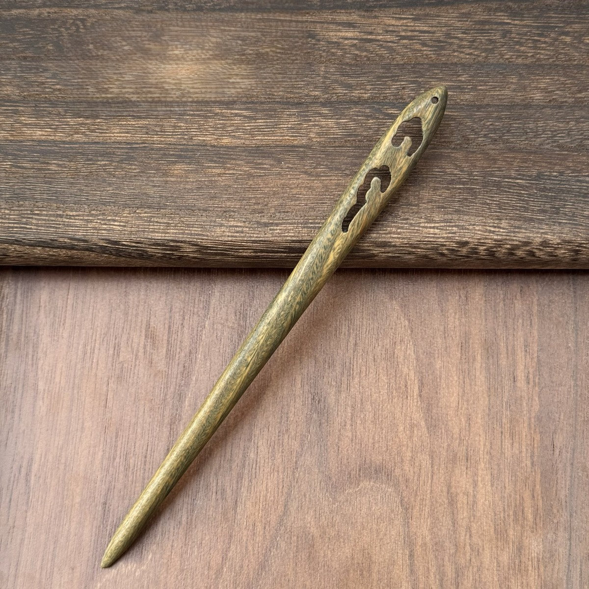 Natural Green Sandalwood Hair Stick Set - Premium Heartwood Designs #18cm绿檀