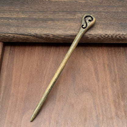 Natural Green Sandalwood Hair Stick Set - Premium Heartwood Designs #18cm绿檀