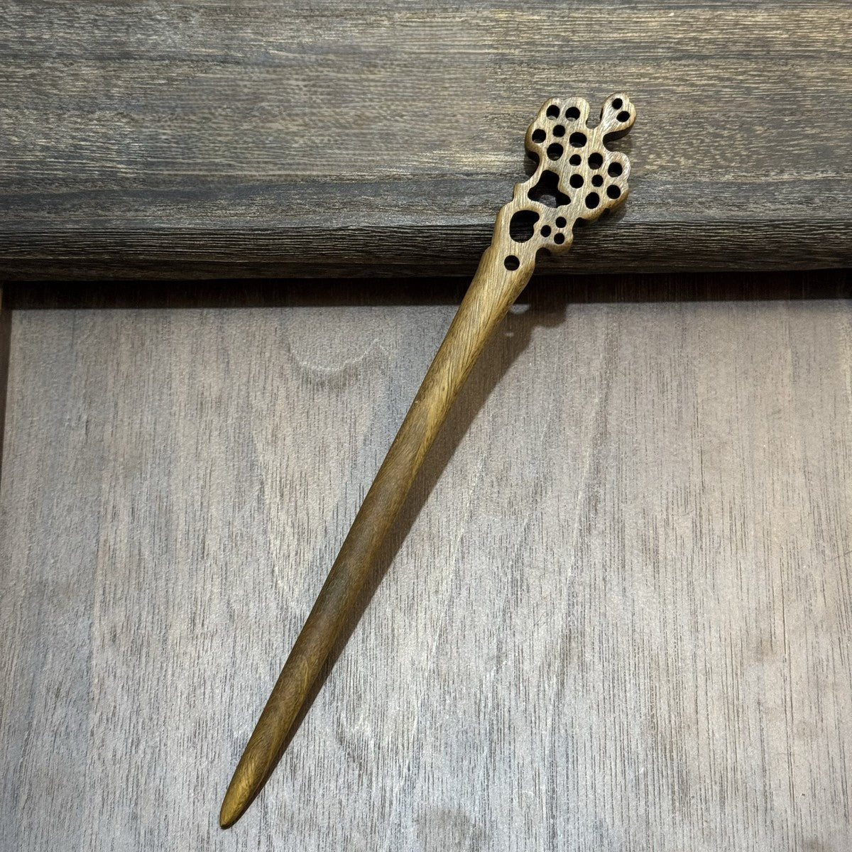 Natural Green Sandalwood Hair Stick Set - Premium Heartwood Designs #18cm绿檀
