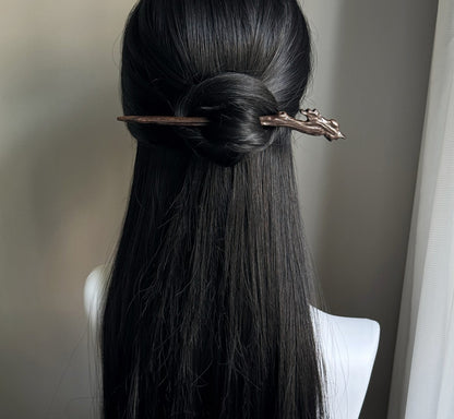 Natural Big-Leaf Rosewood Hair Stick - Shanbai Branch Design Hairpin #山柏