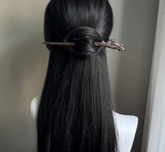 Natural Big-Leaf Rosewood Hair Stick - Shanbai Branch Design Hairpin #山柏