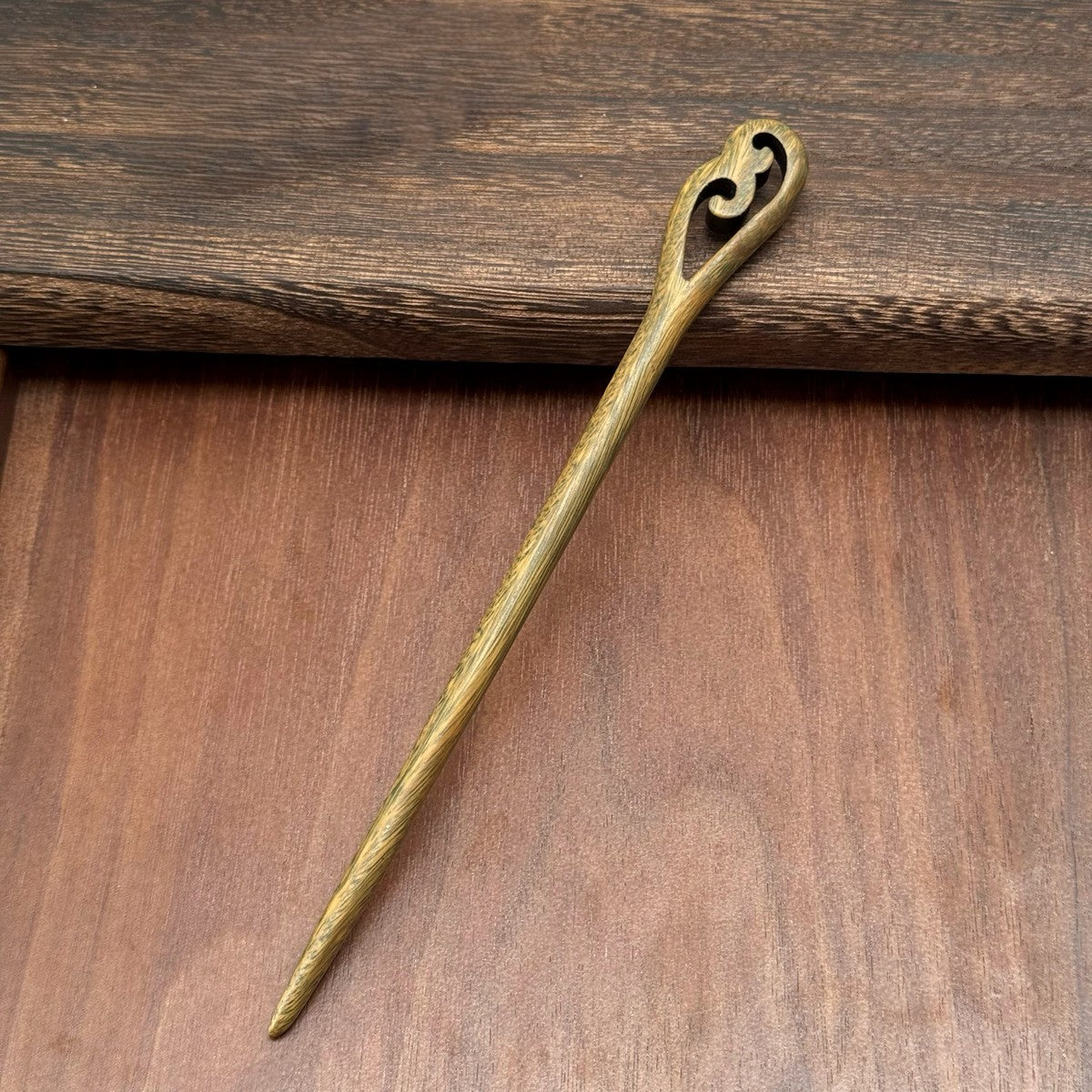 Natural Green Sandalwood Hair Stick Set - Premium Heartwood Designs #18cm绿檀