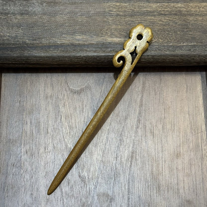 Natural Green Sandalwood Hair Stick Set - Premium Heartwood Designs #18cm绿檀