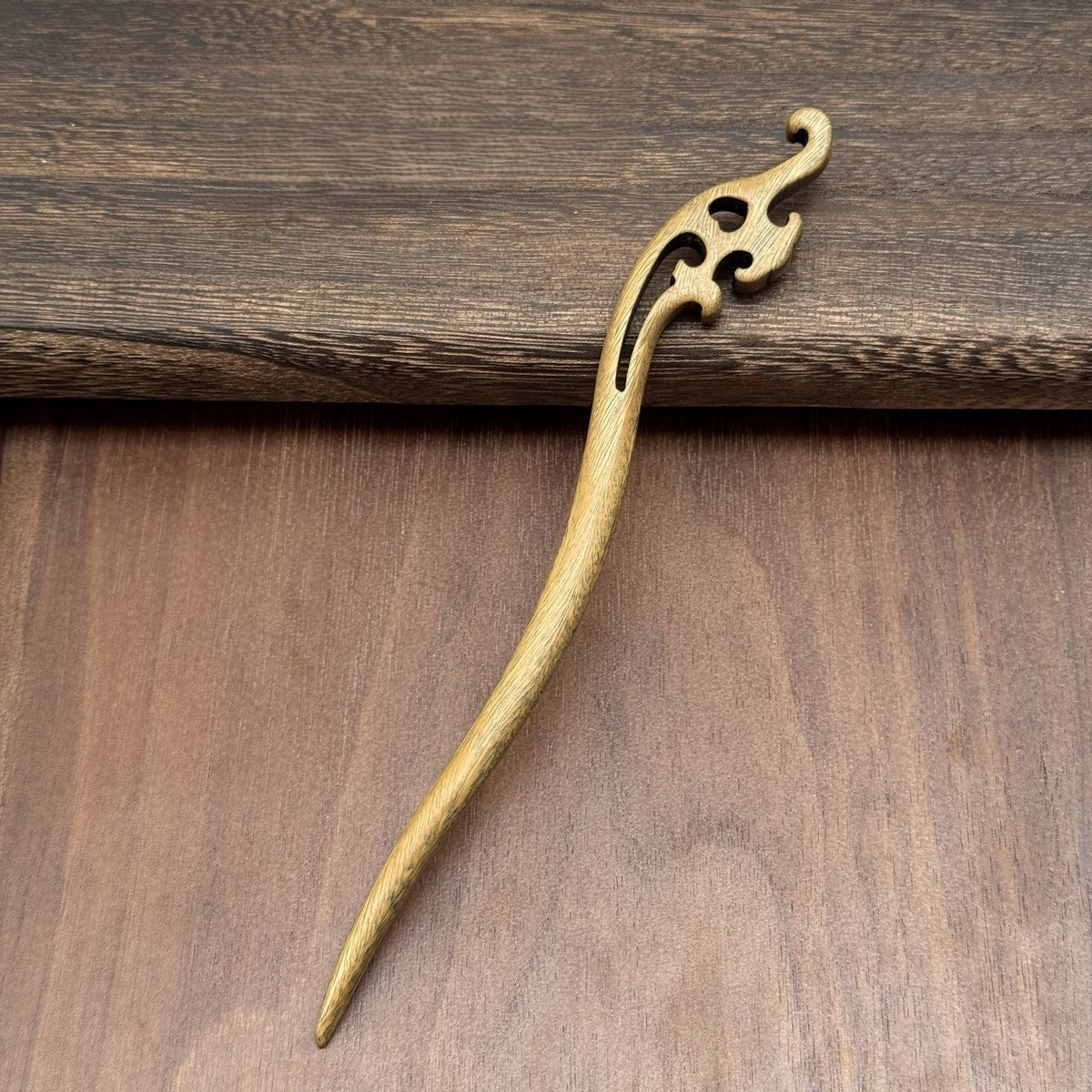 Natural Green Sandalwood Hair Stick Set - Premium Heartwood Designs #18cm绿檀