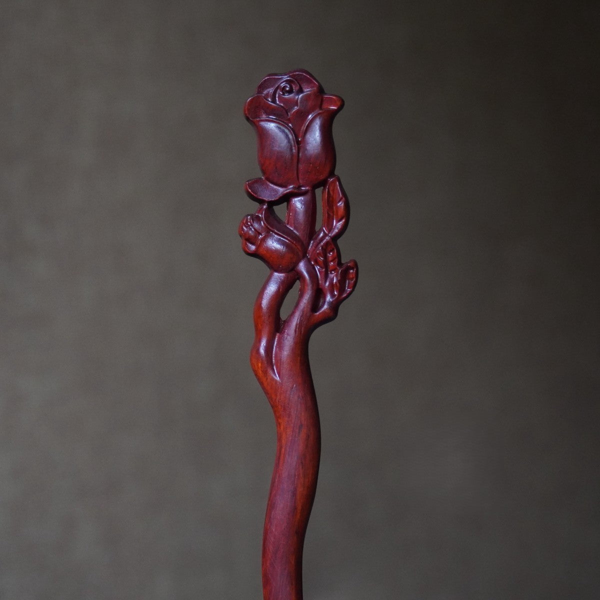 Natural African Blackwood Hair Stick - Rose Flower Design #玫瑰