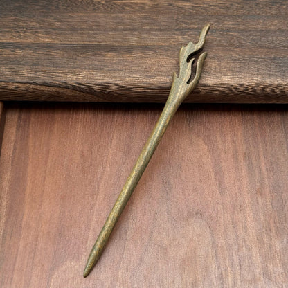 Natural Green Sandalwood Hair Stick Set - Premium Heartwood Designs #18cm绿檀