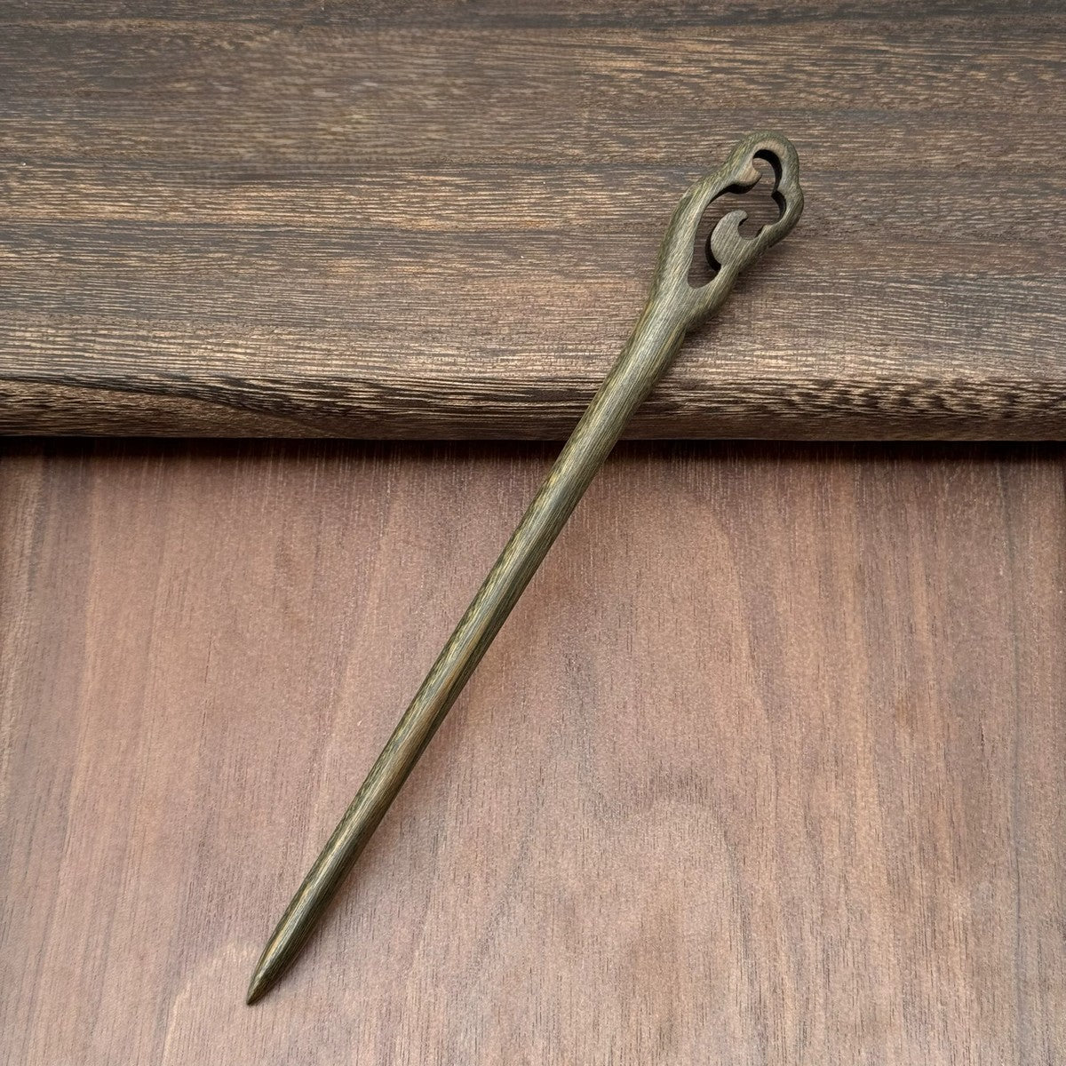 Natural Green Sandalwood Hair Stick Set - Premium Heartwood Designs #18cm绿檀