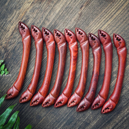 Natural African Padauk Hair Stick - Crab Claw Design 13.5cm #大钳