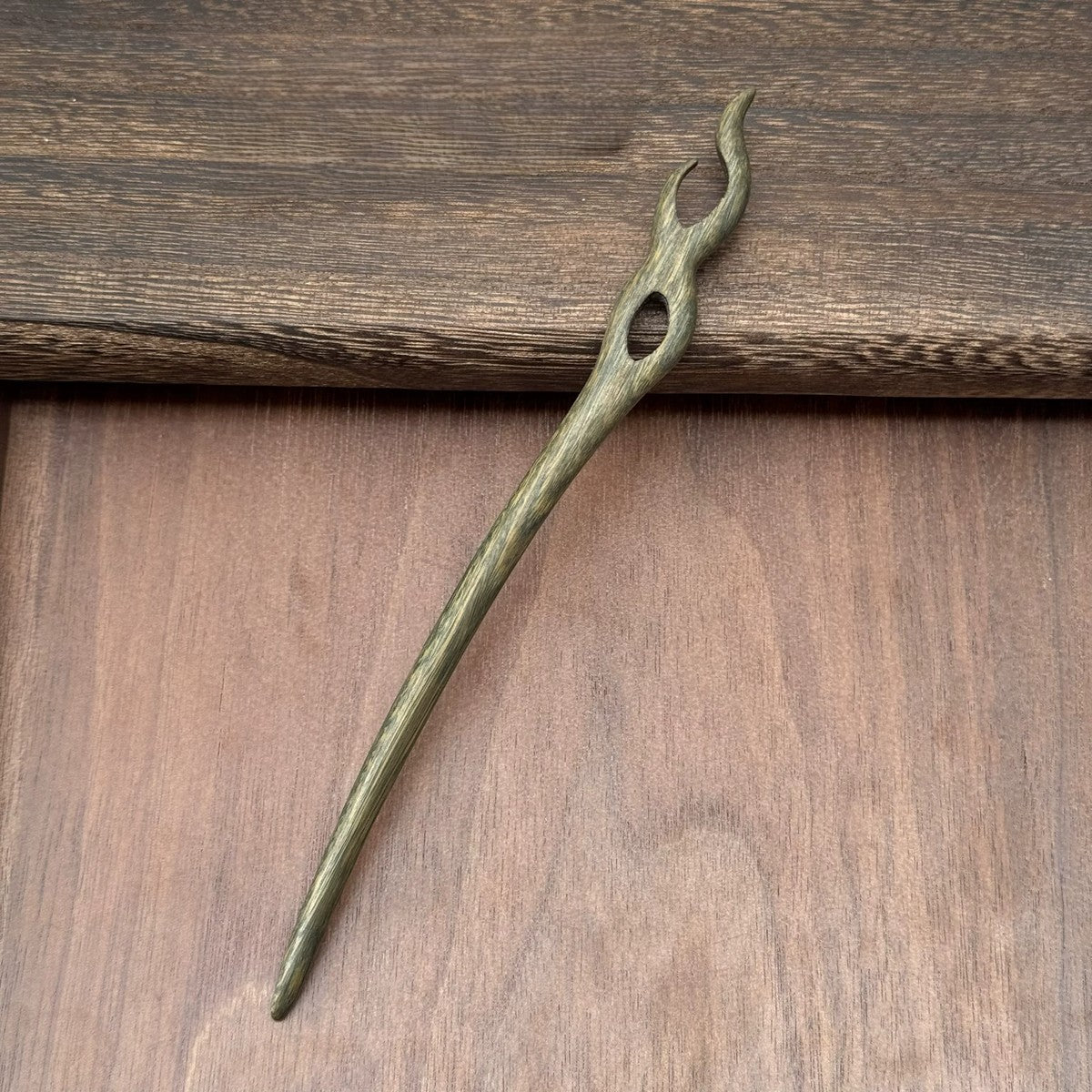 Natural Green Sandalwood Hair Stick Set - Premium Heartwood Designs #18cm绿檀