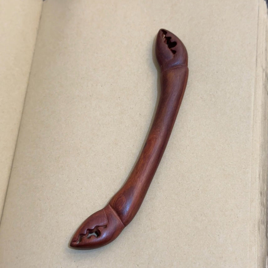 Natural African Padauk Hair Stick - Crab Claw Design 13.5cm #大钳
