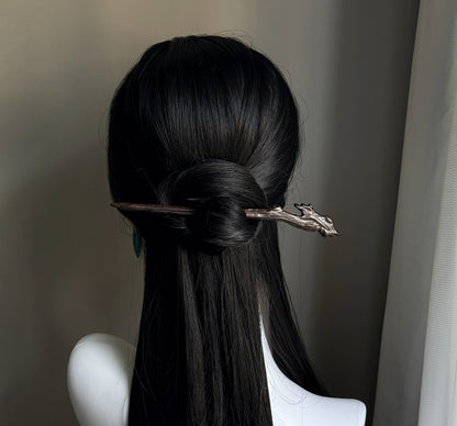 Natural Big-Leaf Rosewood Hair Stick - Shanbai Branch Design Hairpin #山柏