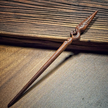 Natural Lacewood Hair Stick - Mulan Spear Design 18cm #木兰