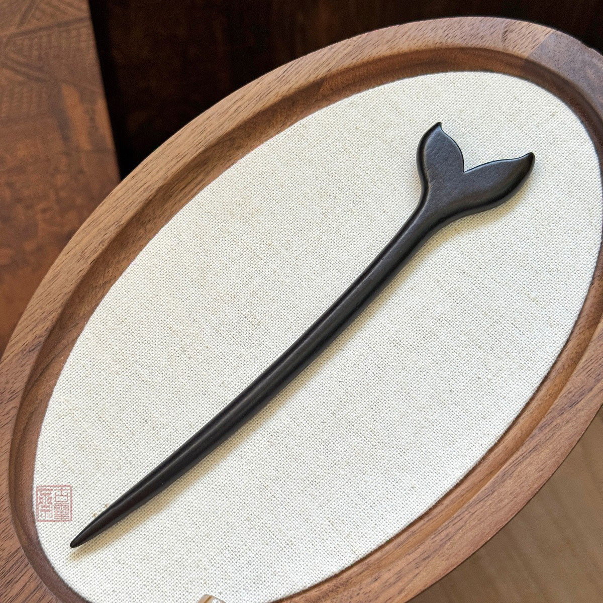 Natural African Blackwood and Green Sandalwood Hair Stick Set - Fish Tail Design #小鱼尾