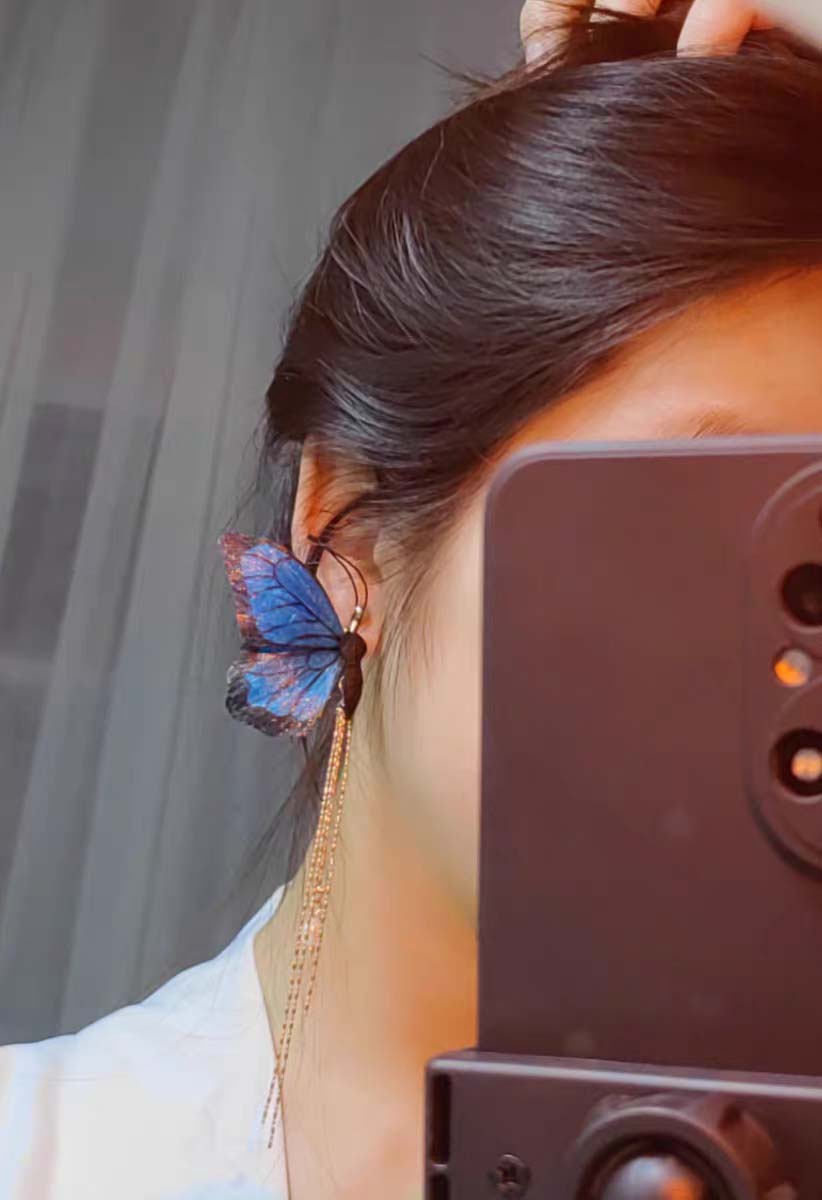 Butterfly Bespoke Earrings - Silk Earrings(Ronghua)