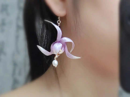 Lotus Bespoke Earrings - Silk Earrings(Ronghua)